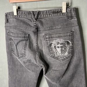 Versace Men’s Jeans 32 Charcoal Gray Black Button Fly Medusa Head waist 31 inch
